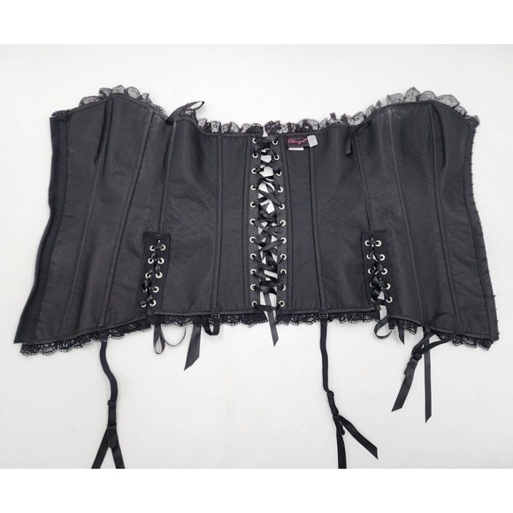 Dreamgirl Corset Strapless Pink Satin Lace Overlay Front Closure Size 34 - Picture 6 of 9